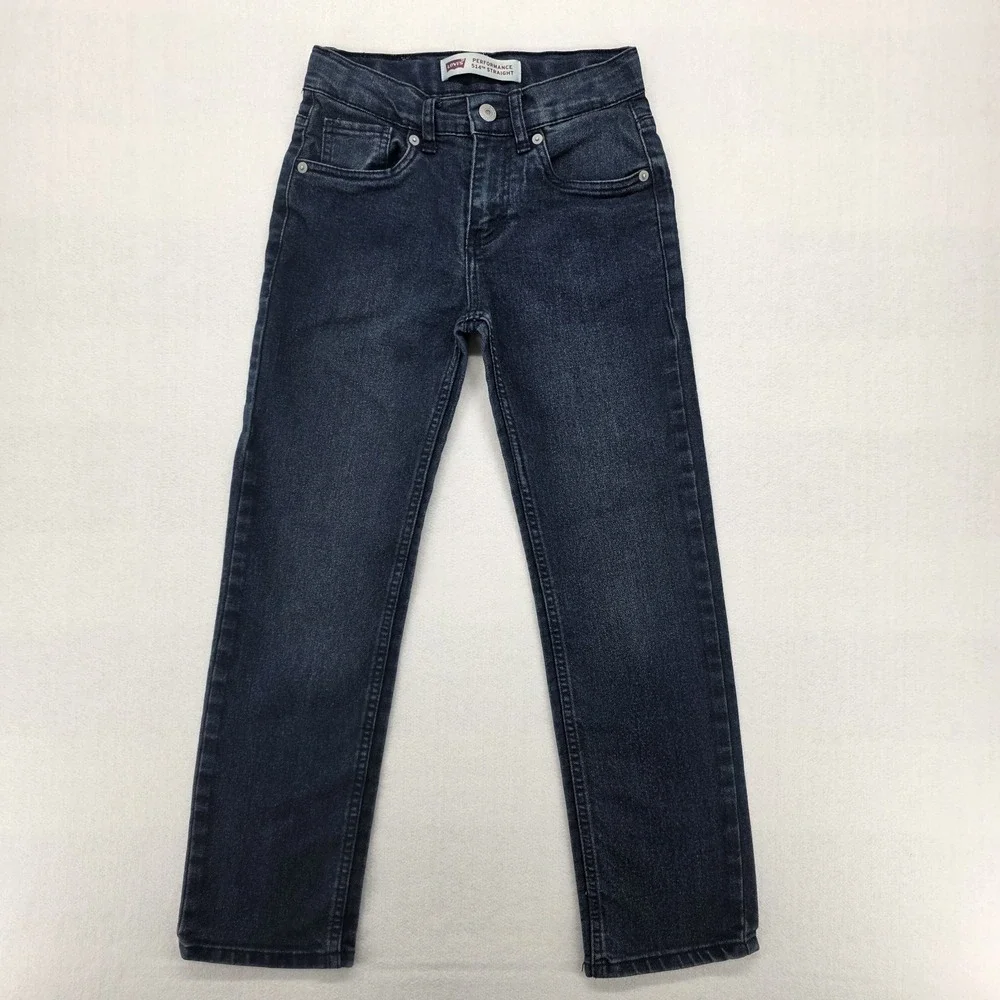Levis 514 Boys 10 Straight Fit Jeans Blue Adjustable Waist 23x25 Performance